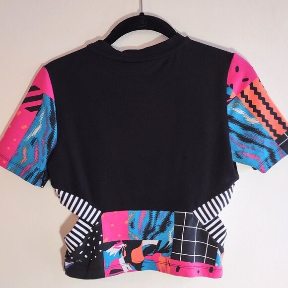 Retro Cropped PUMA Cut Out Top Colorful Athletic Patchwork Y2K  Women Small - Picture 5 of 8